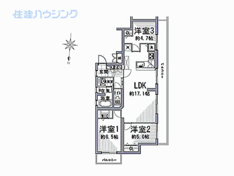 シティコープ柏木(3LDK) 3階の間取り図