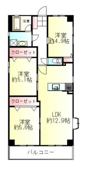 チサンマンション中野栄(3LDK) 5階の間取り図