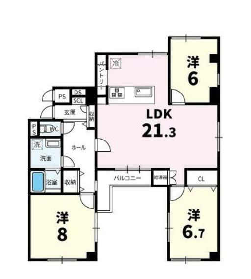 丸美シャトー大須(3LDK) 4階の間取り図