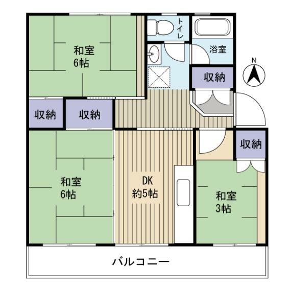 高洲二丁目住宅(3DK) 4階の間取り図