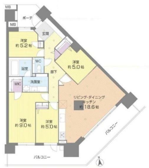 ガーデンアソシエI棟(3LDK) 7階の間取り図