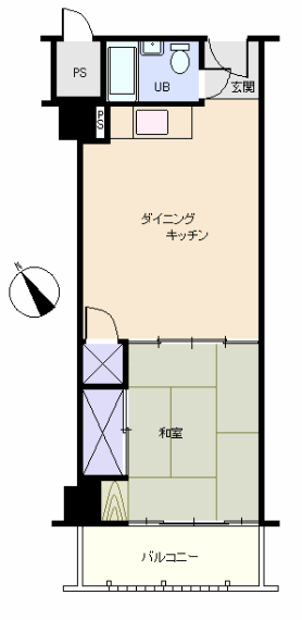 熱海パークマンション(1DK) 5階の間取り図