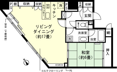 グランドウイング舞子高原(1LDK) 6階の間取り図