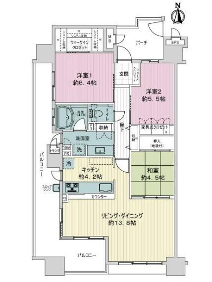 サーパスシティ坂出駅前弐番館(3LDK) 4階の内観
