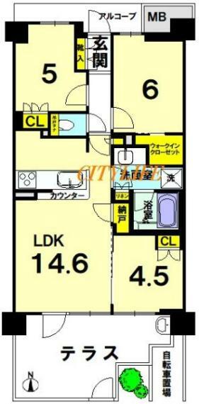 シエリア京都二条(3LDK) 1階の間取り図