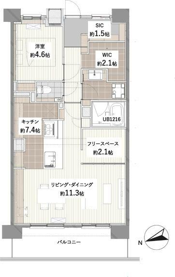 ローヤルシティ川口西(1LDK) 6階の間取り図