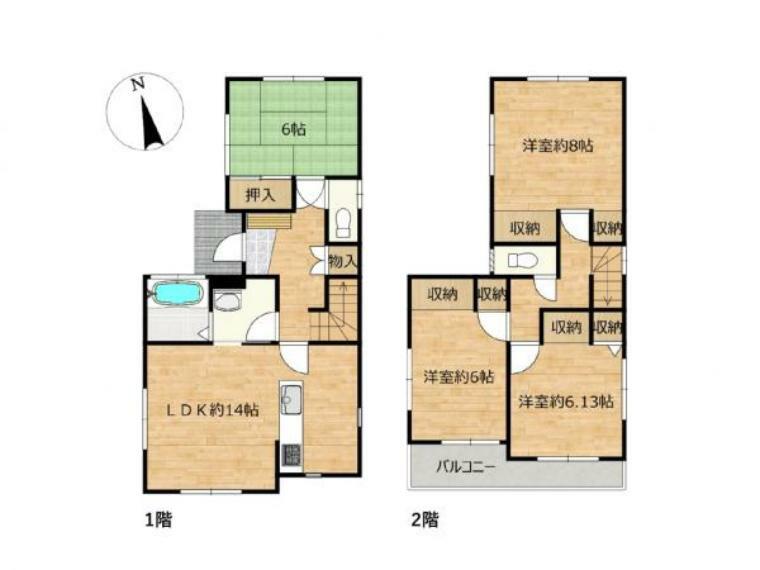 【リフォーム中】間取図　4LDKの間取りです。2階に洋室が3部屋あり、寝室や子ども部屋を作ることができます。