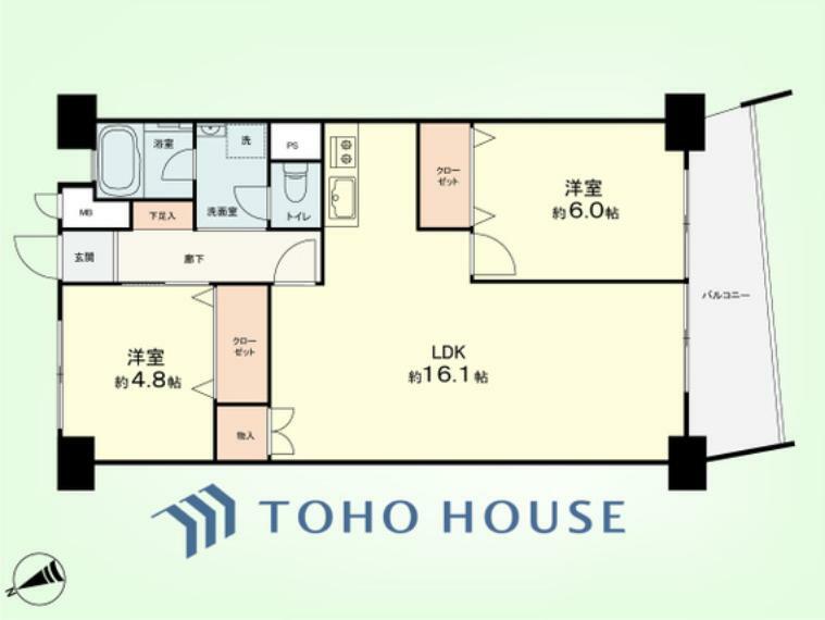 鹿島田セントラルマンション(2LDK) 3階の間取り図