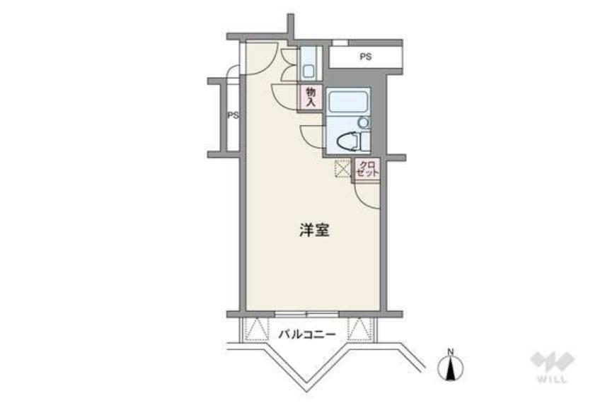 栄マンションS棟(1R) 12階の間取り図