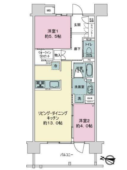 グランコスモ　ザ・リゾート沖縄豊崎(2LDK) 5階の間取り図