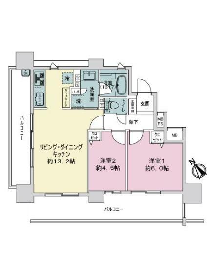 ライオンズ広島リバーゲート(2LDK) 4階の内観