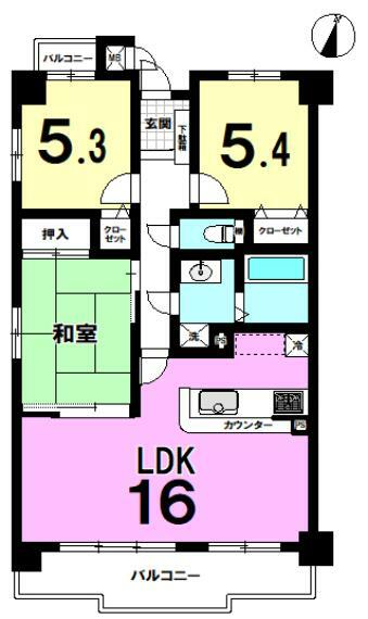 ユーハウス第2小幡(3LDK) 3階の間取り図