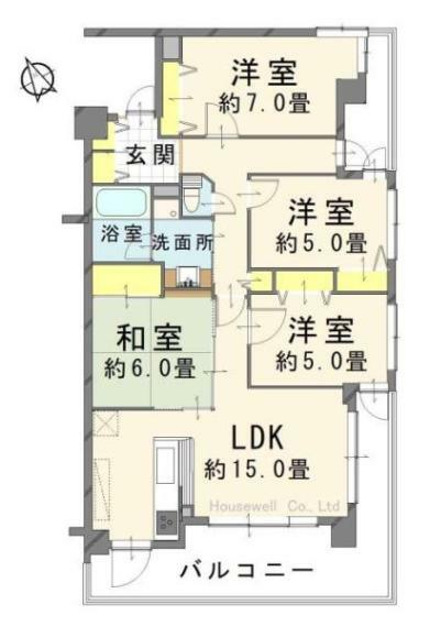 ロータリーパレス東松山箭弓町(4LDK) 4階の間取り図