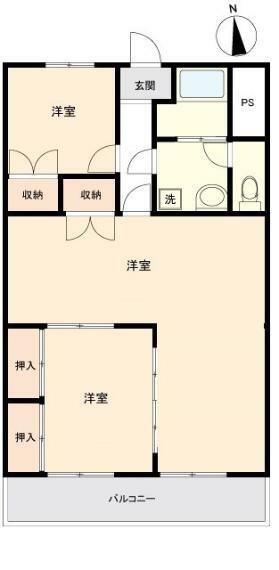 秋川マンション(2LDK) 1階の間取り図