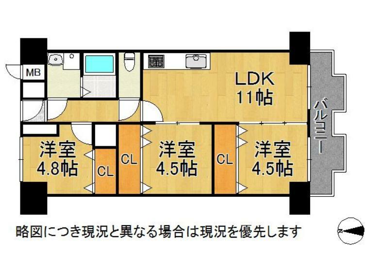 エーデルハイム関目(3LDK) 6階の間取り図