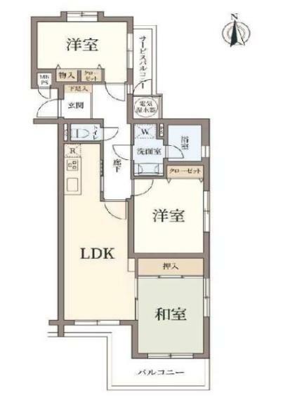 ライオンズマンション川口東本郷台(3LDK) 2階の間取り図