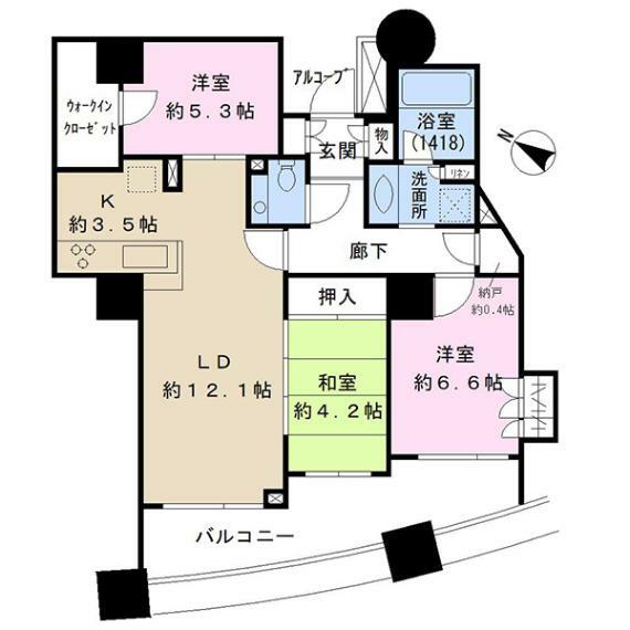 パークハウスプレシアタワー(3LDK) 22階の間取り図
