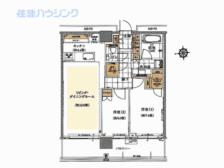 グランドメゾン白金の杜ザ・タワー(2LDK) 22階の間取り図