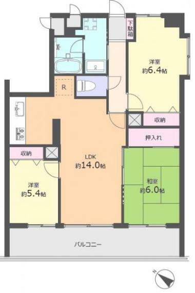 ラミーユ大宮ハイライズ一番館(3LDK) 4階の間取り図