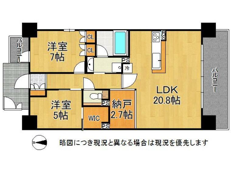 ブランニード河内小阪(2LDK) 7階の間取り図