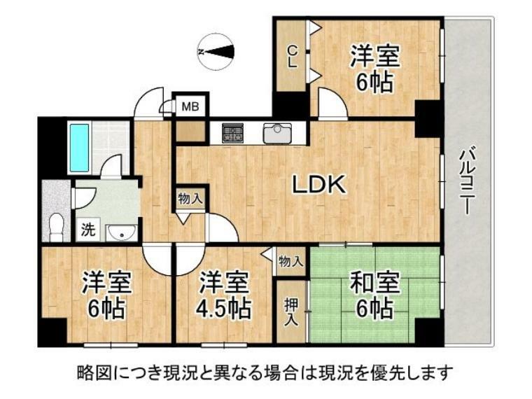 八戸ノ里ニュースカイハイツ(4LDK) 5階の間取り図
