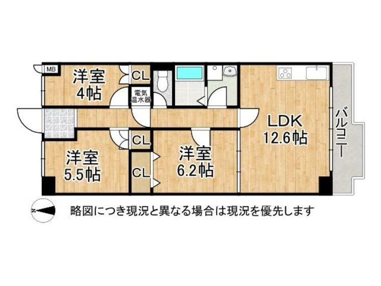 藤和明石公園ハイタウン2号棟(3LDK) 8階の間取り図