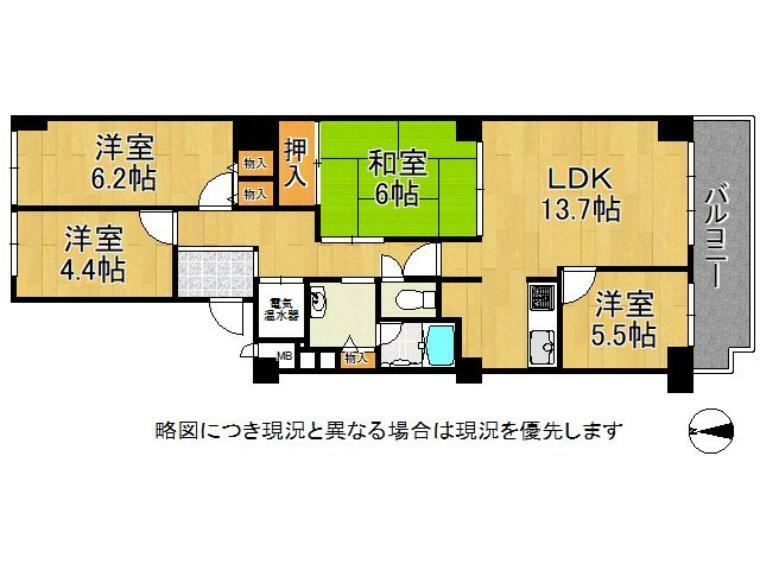 桃山ガーデンハイツ(4LDK) 5階の間取り図