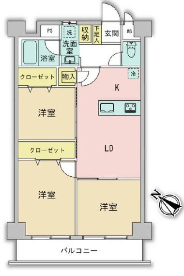 藤和大蔵コープ(3LDK) 3階の間取り図