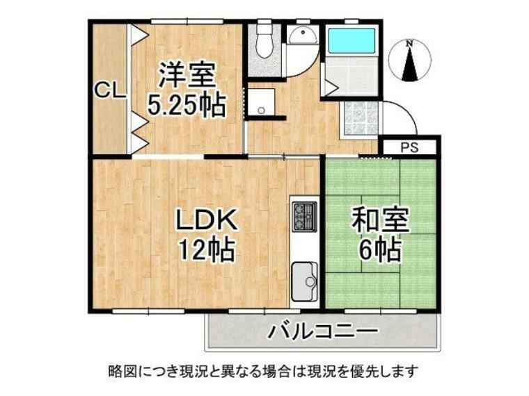 浅香山住宅27号棟(2LDK) 1階の間取り図