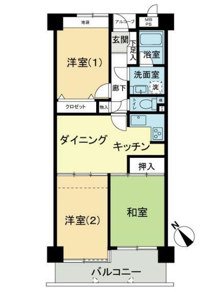 ライオンズマンション神田町(3DK) 4階の内観