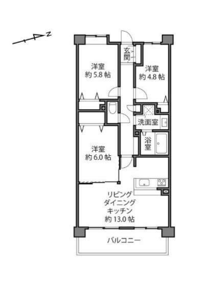 クリオ鶴見七番館(3LDK) 11階の間取り図