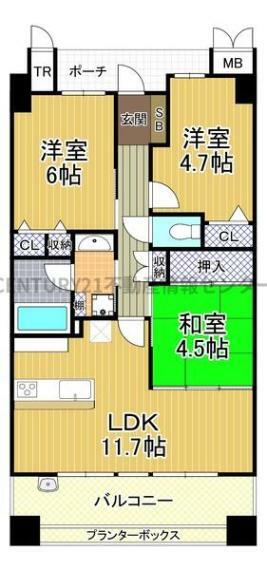 ルネアムパセオ(3LDK) 3階の間取り図