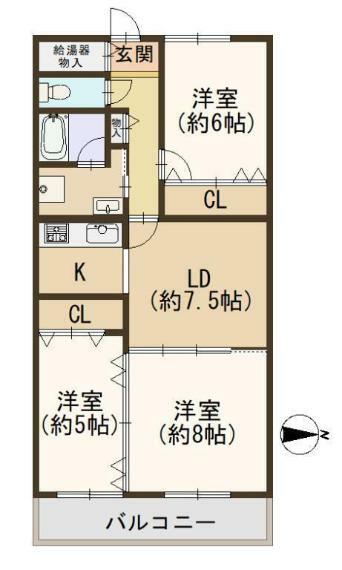 八戸ノ里ニュースカイハイツ(3LDK) 14階の間取り図
