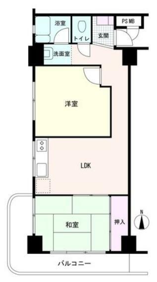 ニックハイムお花茶屋(2DK) 5階の間取り図
