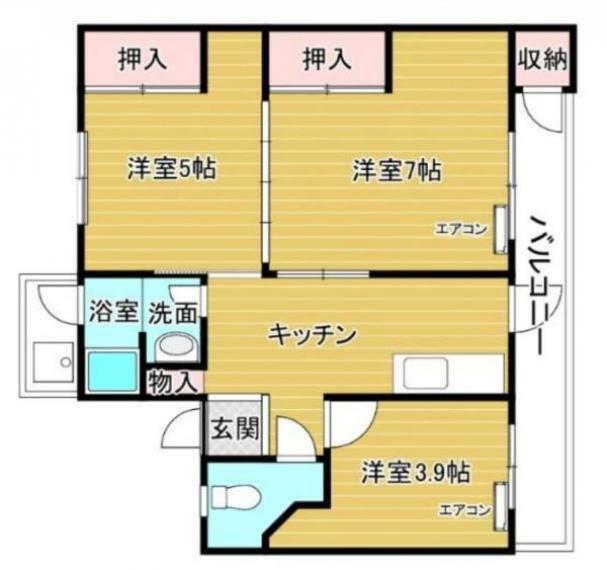 大蔵谷住宅(3K) 4階の内観