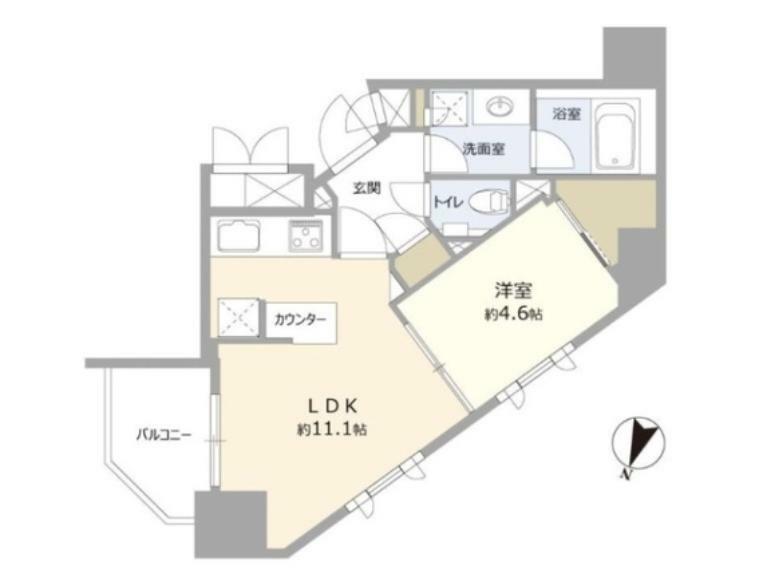 ジオ西新宿ツインレジデンス　イースト(1LDK) 7階の間取り図