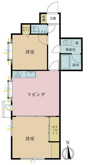 セザール綾瀬ガーデン(2LDK) 4階の間取り図