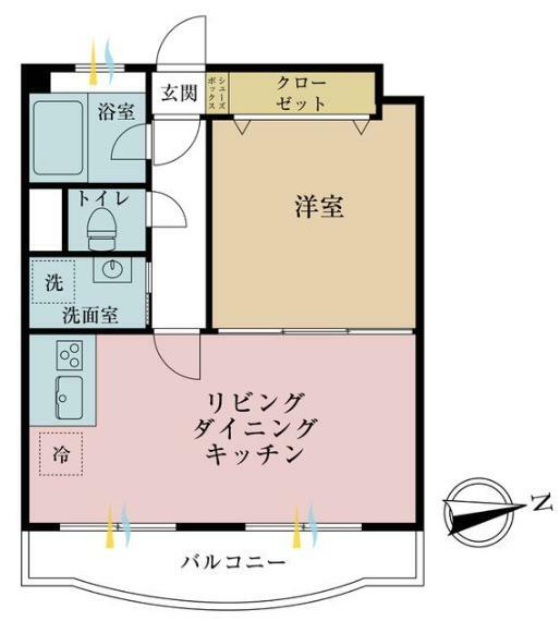 ライオンズマンション赤塚(1LDK) 6階の間取り図