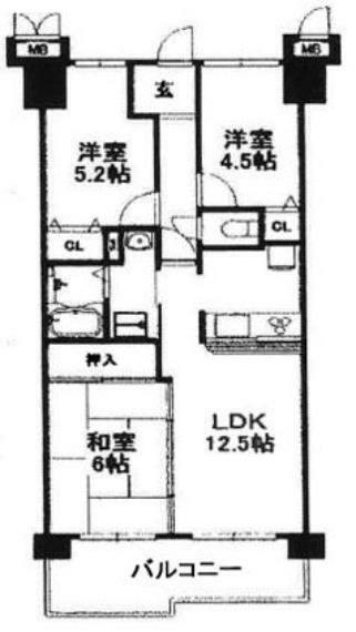 レックスシティ・ウイング大阪(3LDK) 9階の間取り図