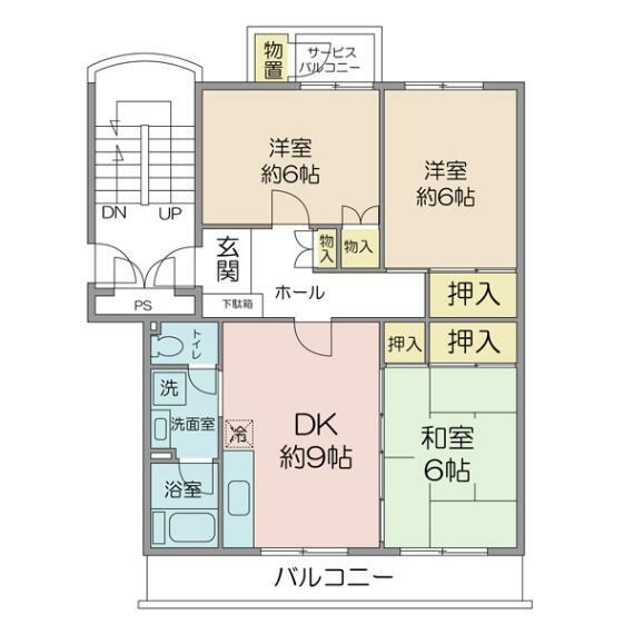 西船橋グリーンハイツ3号棟(3DK) 2階の内観