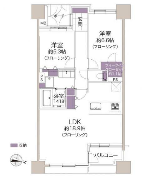 D’グラフォート世田谷芦花公園(2LDK) 4階の間取り図
