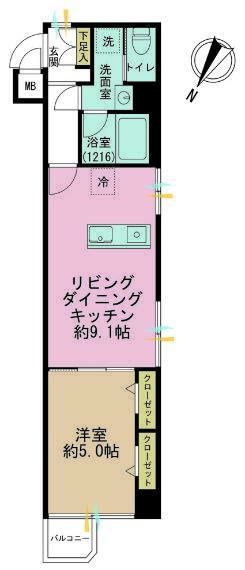 ローザ赤坂(1LDK) 2階の間取り図