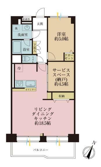 日商岩井亀戸マンション(1LDK) 9階の間取り図