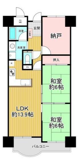 和泉鶴山台アーバンコンフォート(2LDK) 10階の間取り図