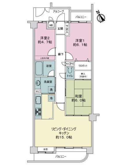 ライオンズガ-デン船橋薬園台(3LDK) 2階の内観