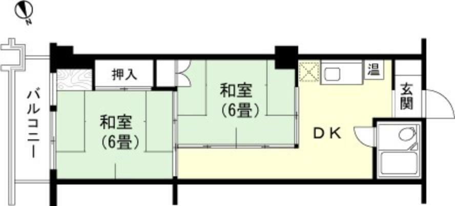 マンション南熱海(2DK) 8階の間取り図
