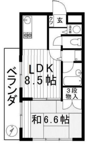 ライオンズマンション上溝第3(1LDK) 2階の間取り図
