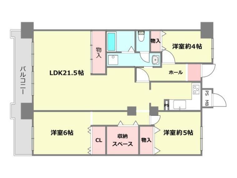 武庫川みどりのまち10号棟(3LDK) 2階の間取り図