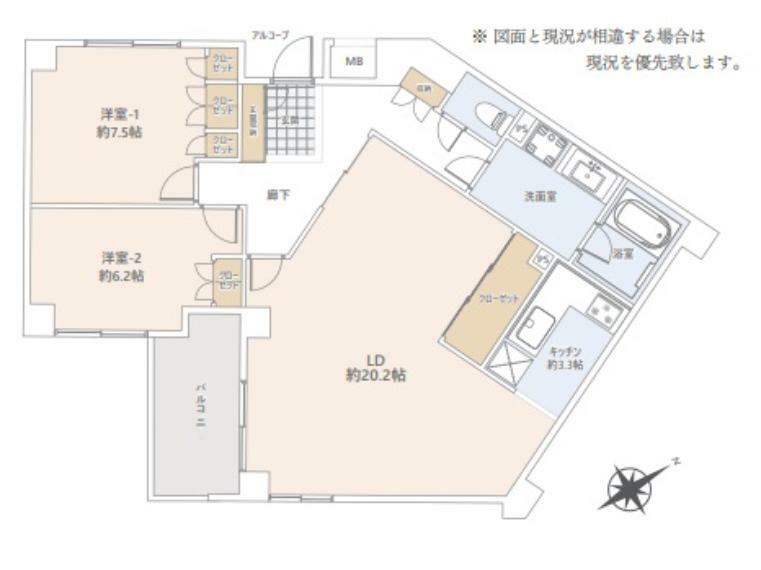 マリブコート茅ヶ崎(3LDK) 2階の間取り図