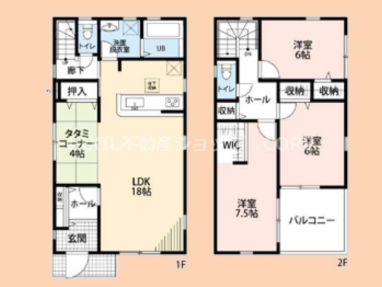 リビング広々18帖、2階居室は全室6帖以上でゆったり暮らせる間取りです！